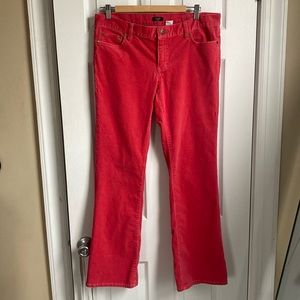 J Crew coral colored bootcut stretch corduroys size 8S